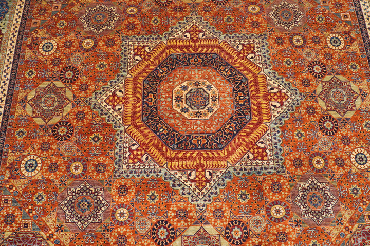 11x11 Orange Mamluk Hand knotted Turkish Square Rug - Yildiz Rugs