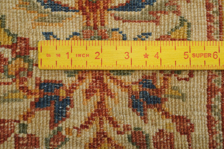 10 ft Beige Hand Knotted Afghan Wool Runner Rug - Yildiz Rugs