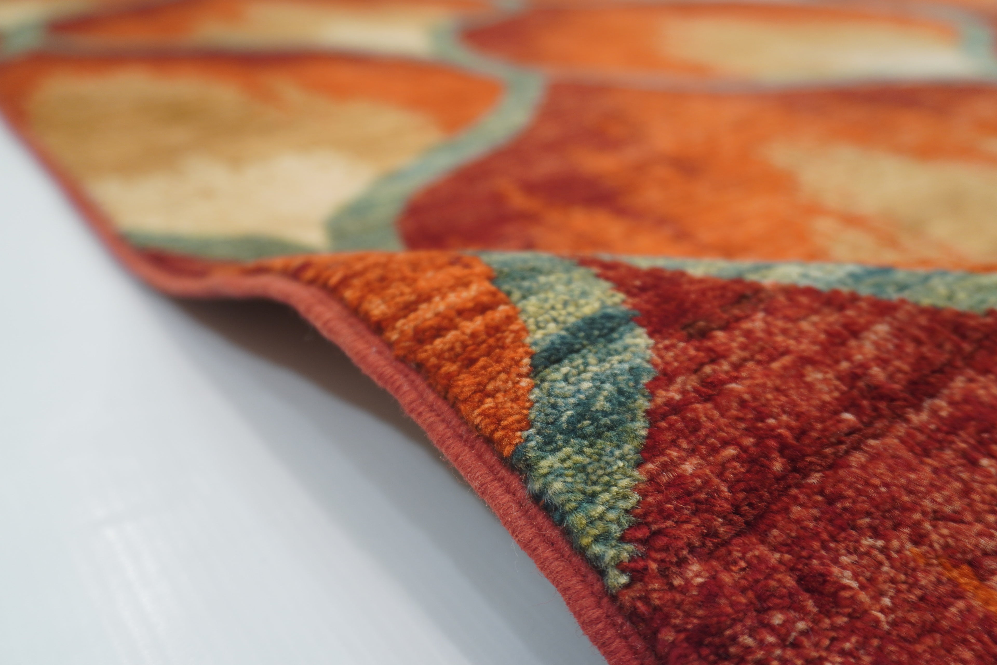 5'7"x7'9" Red Rust Ikat Rug: Afghan Hand-Knotted Wool Rug - Yildiz Rugs