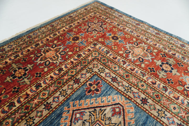 9x12 Blue Kazak Afghan Hand-Knotted Rug - Yildiz Rugs