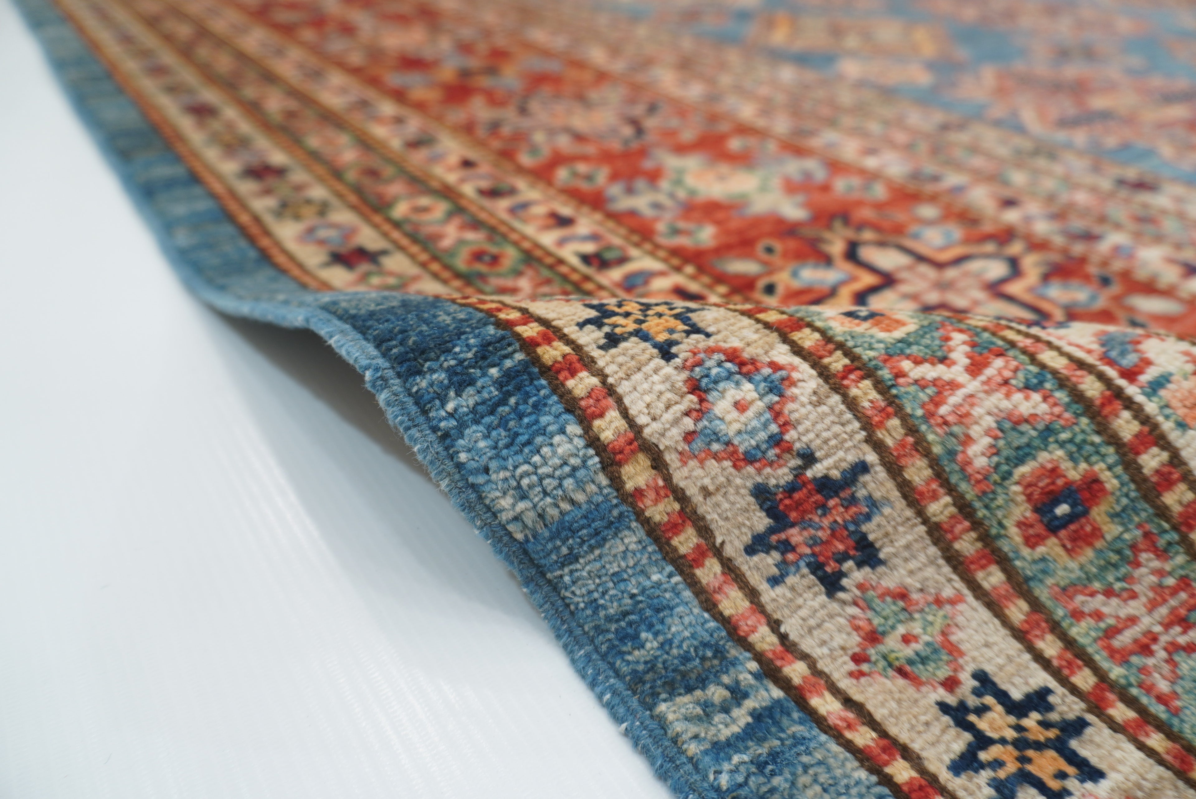 9x12 Blue Kazak Afghan Hand-Knotted Rug - Yildiz Rugs