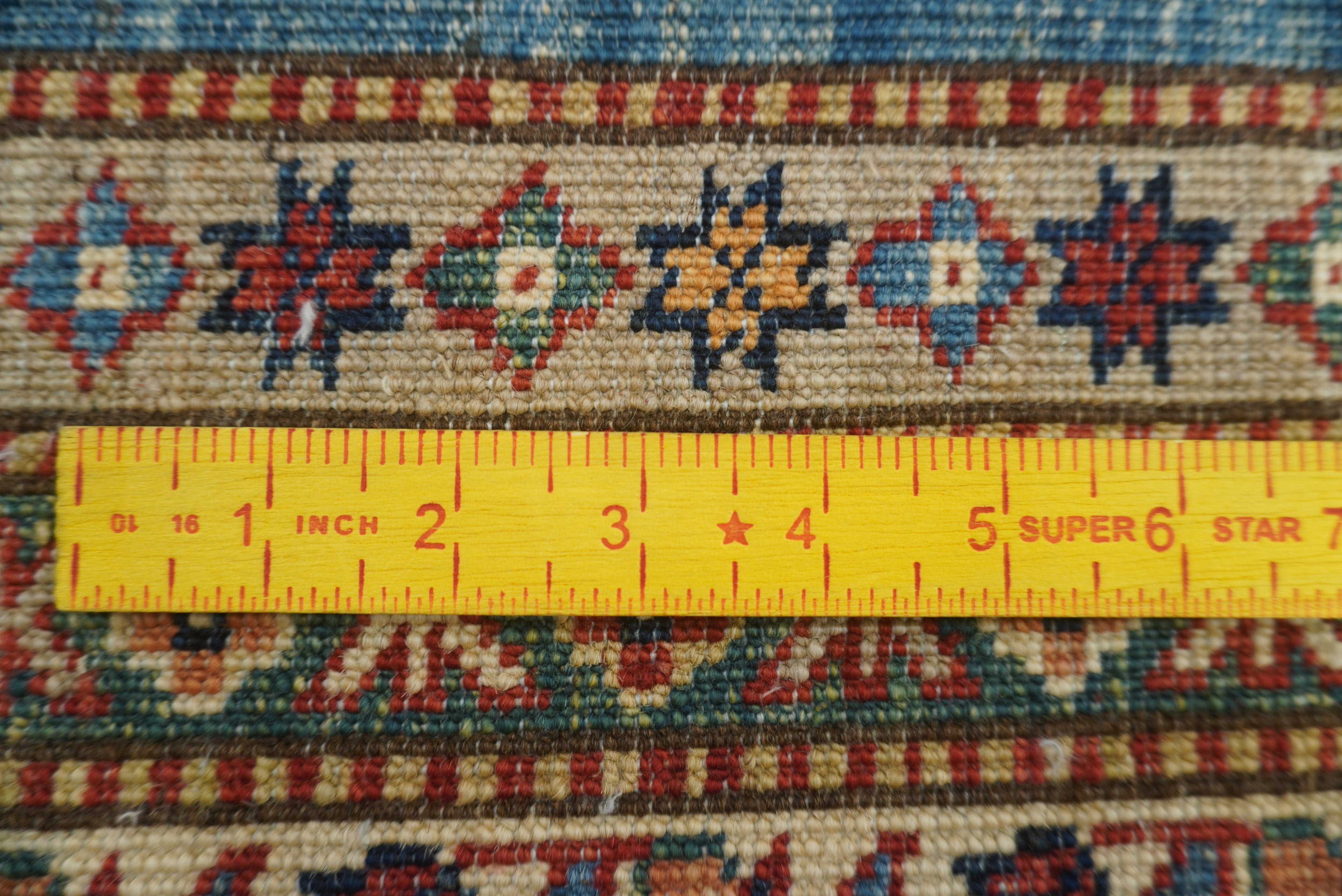 9x12 Blue Kazak Afghan Hand-Knotted Rug - Yildiz Rugs