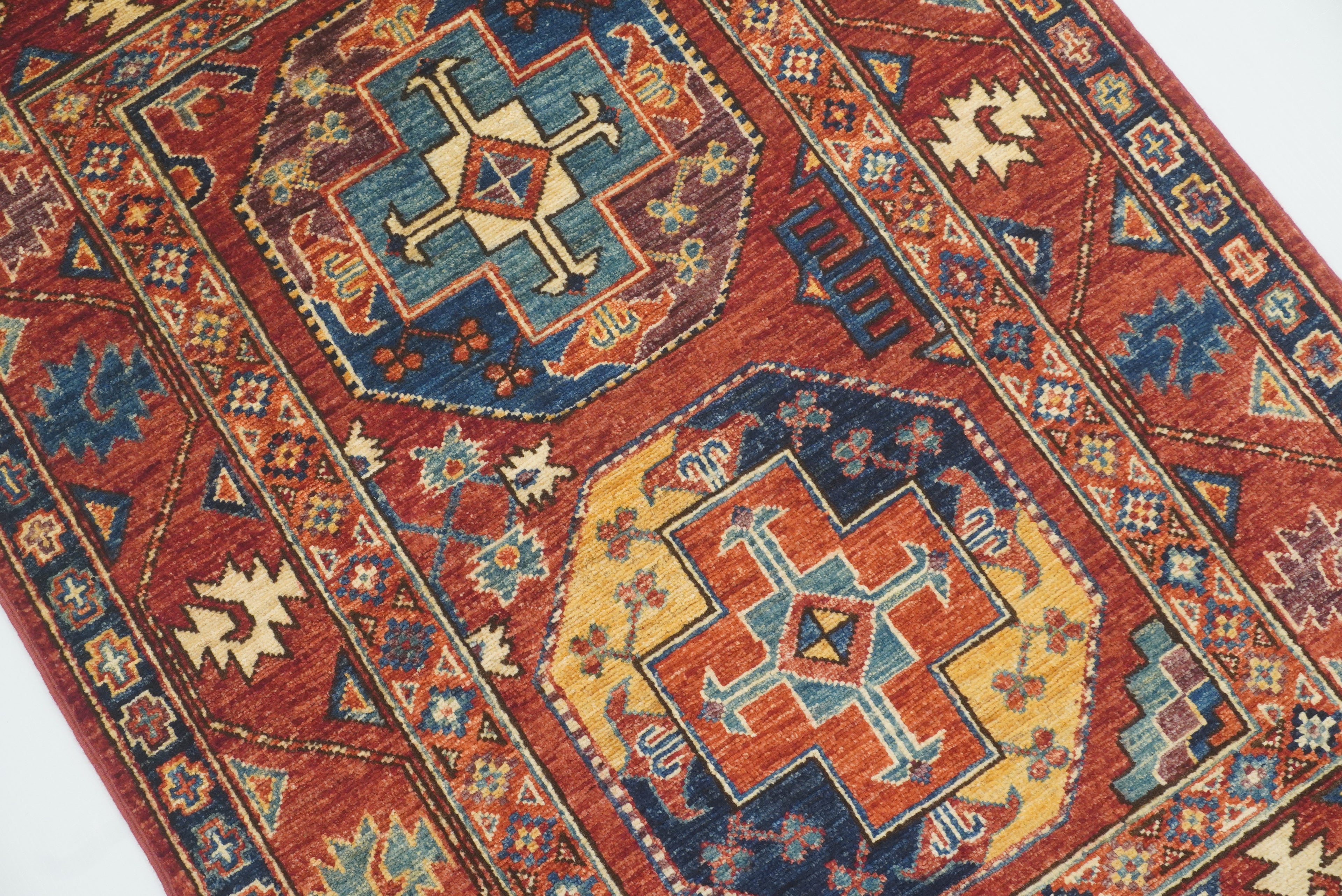 3x4 Red Ersari Hand Knotted Afghan Oriental Rug - Yildiz Rugs