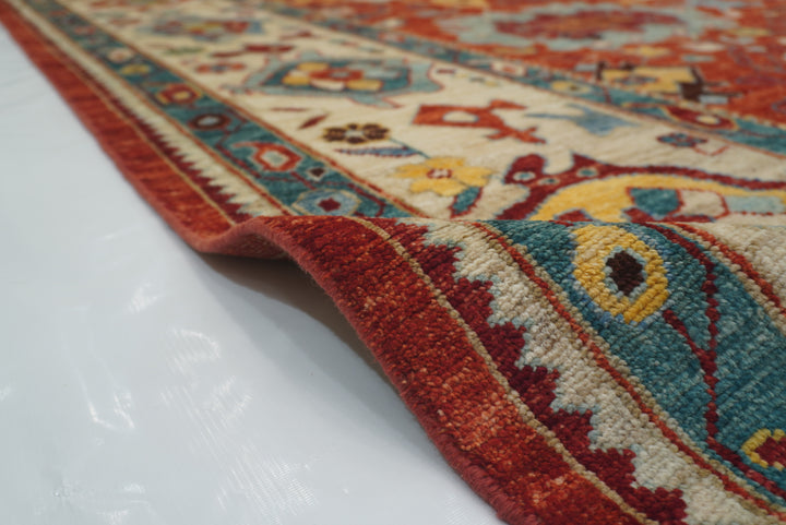 10x14 Red Oushak Hand-Knotted Wool Oriental Rug - Yildiz Rugs