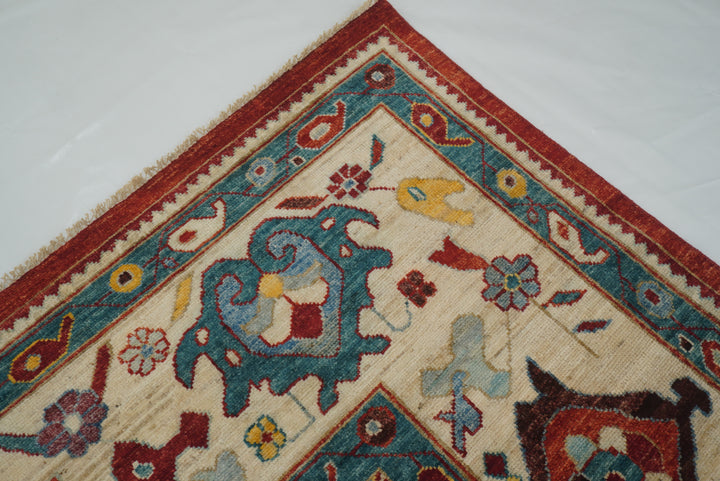 10x14 Red Oushak Hand-Knotted Wool Oriental Rug - Yildiz Rugs