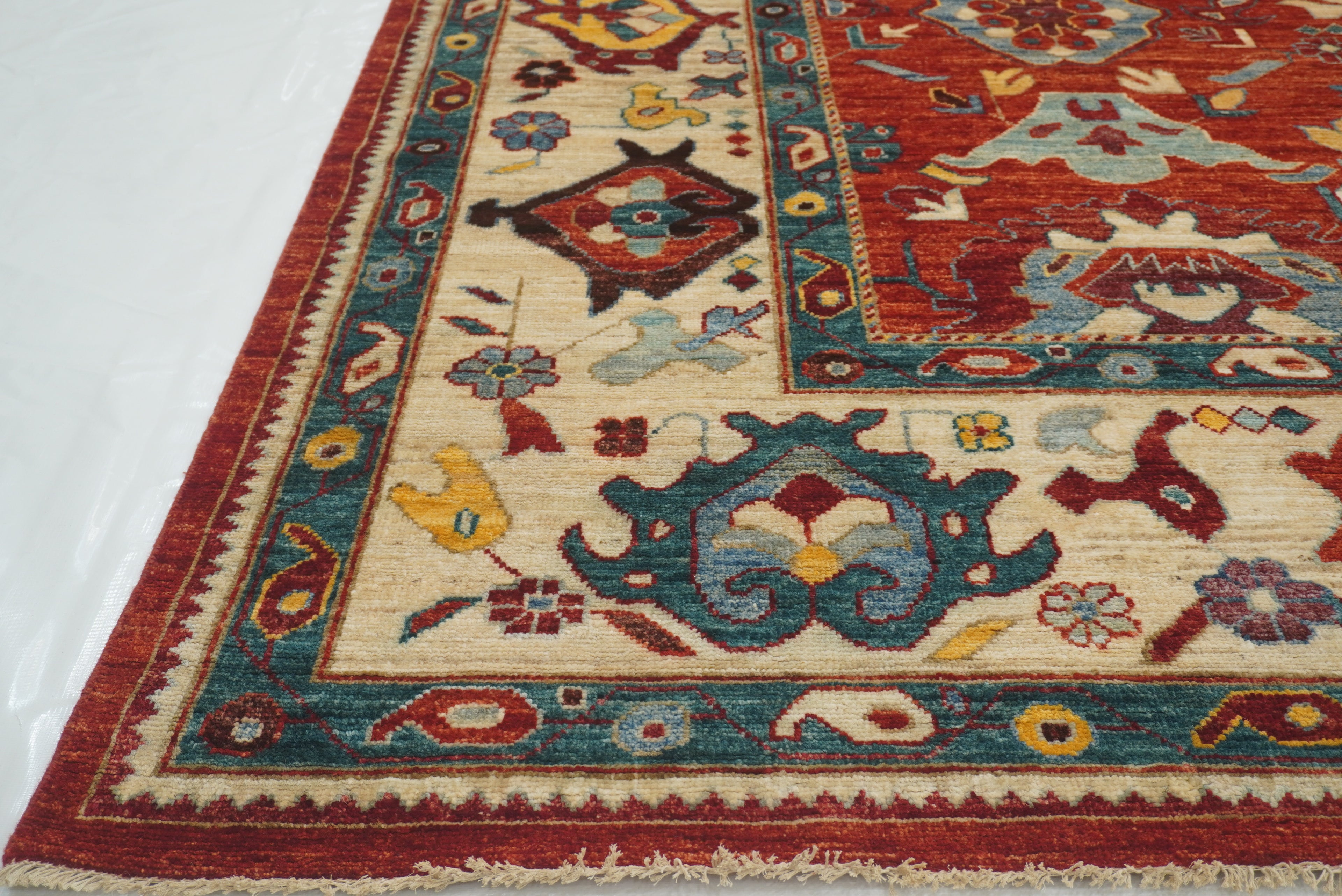 10x14 Red Oushak Hand-Knotted Wool Oriental Rug - Yildiz Rugs