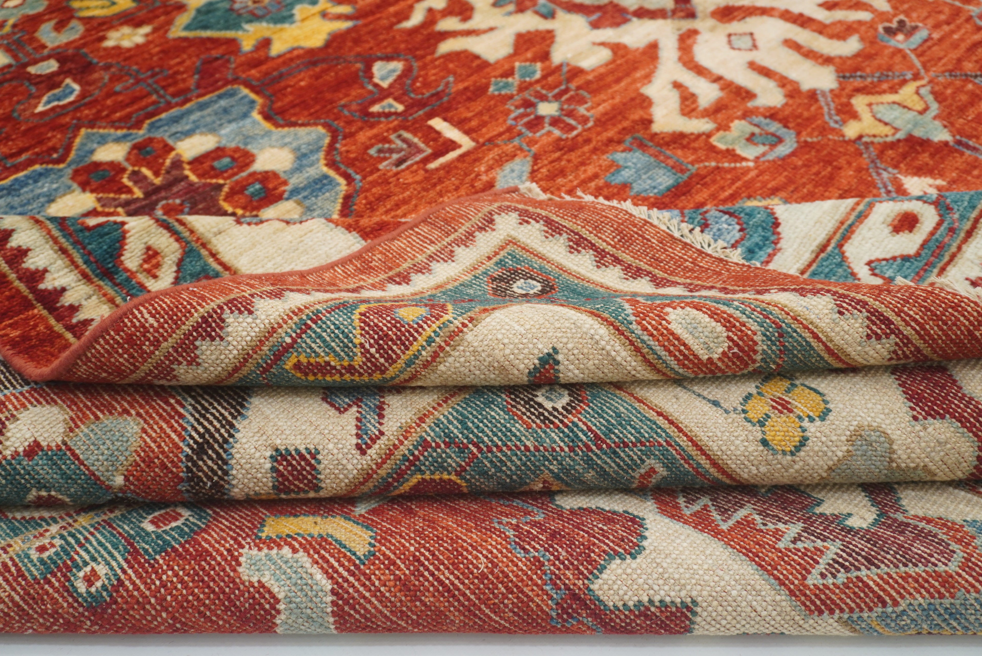 10x14 Red Oushak Hand-Knotted Wool Oriental Rug - Yildiz Rugs