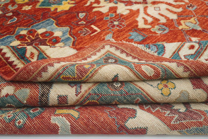 10x14 Red Oushak Hand-Knotted Wool Oriental Rug - Yildiz Rugs