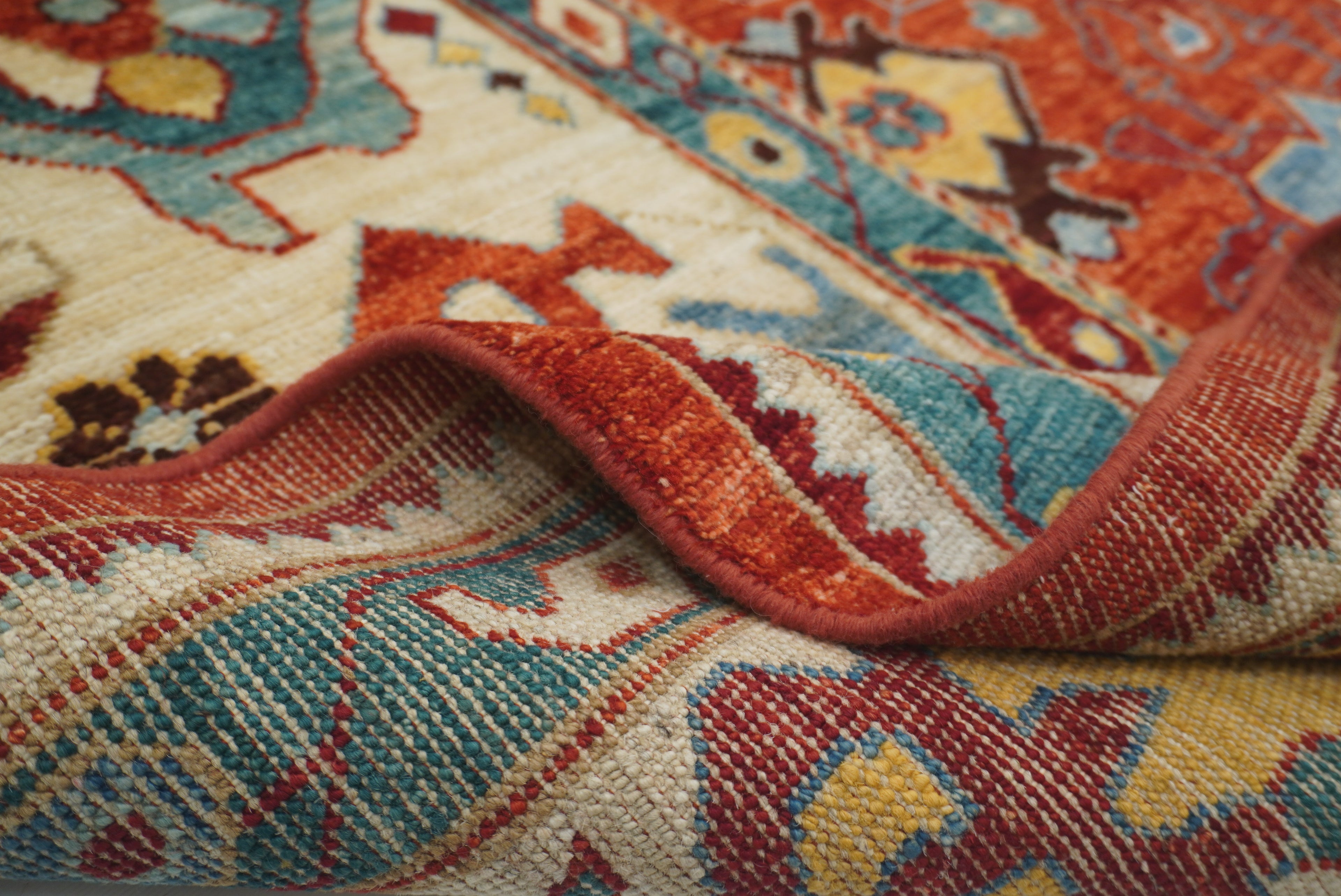 10x14 Red Oushak Hand-Knotted Wool Oriental Rug - Yildiz Rugs