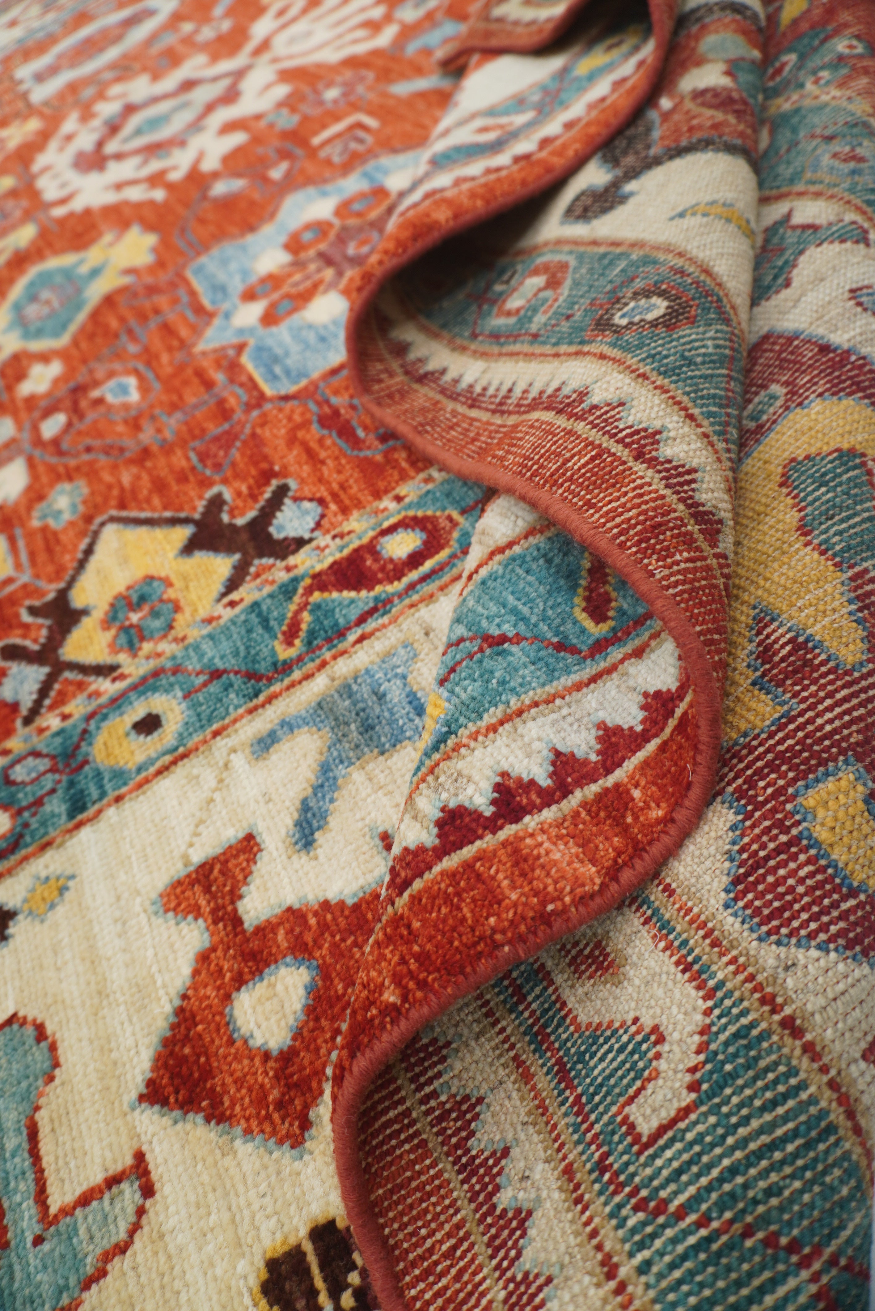 10x14 Red Oushak Hand-Knotted Wool Oriental Rug - Yildiz Rugs