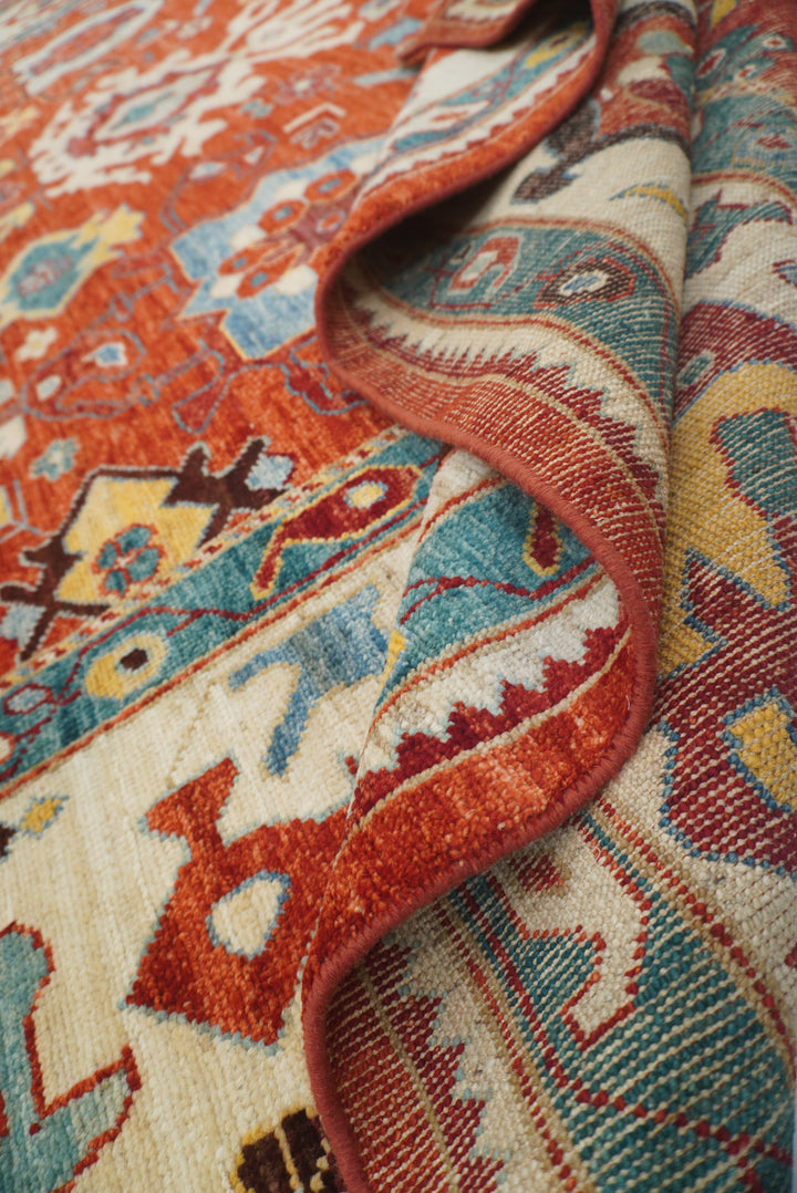 10x14 Red Oushak Hand-Knotted Wool Oriental Rug - Yildiz Rugs