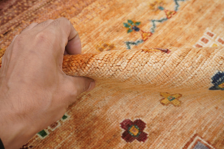 9x12 Brown Orange Tribal Gabbeh Afghan Kashkuli Hand knotted Rug
