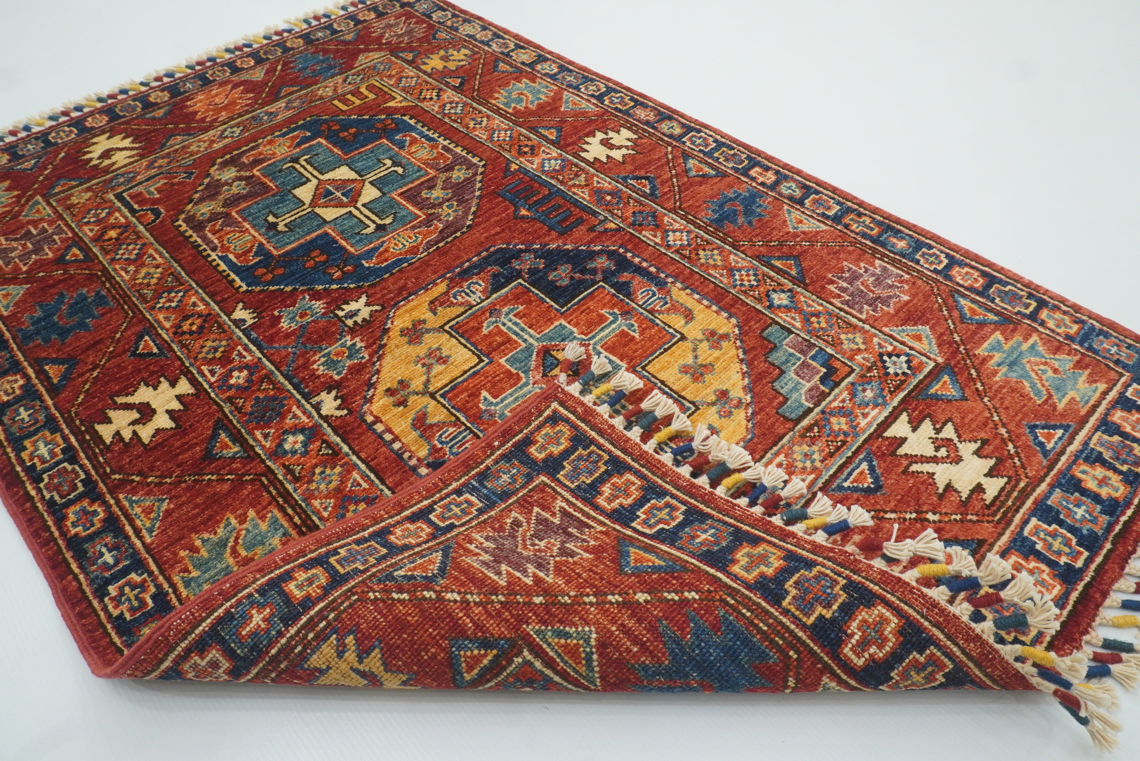 3x4 Red Ersari Hand Knotted Afghan Oriental Rug - Yildiz Rugs