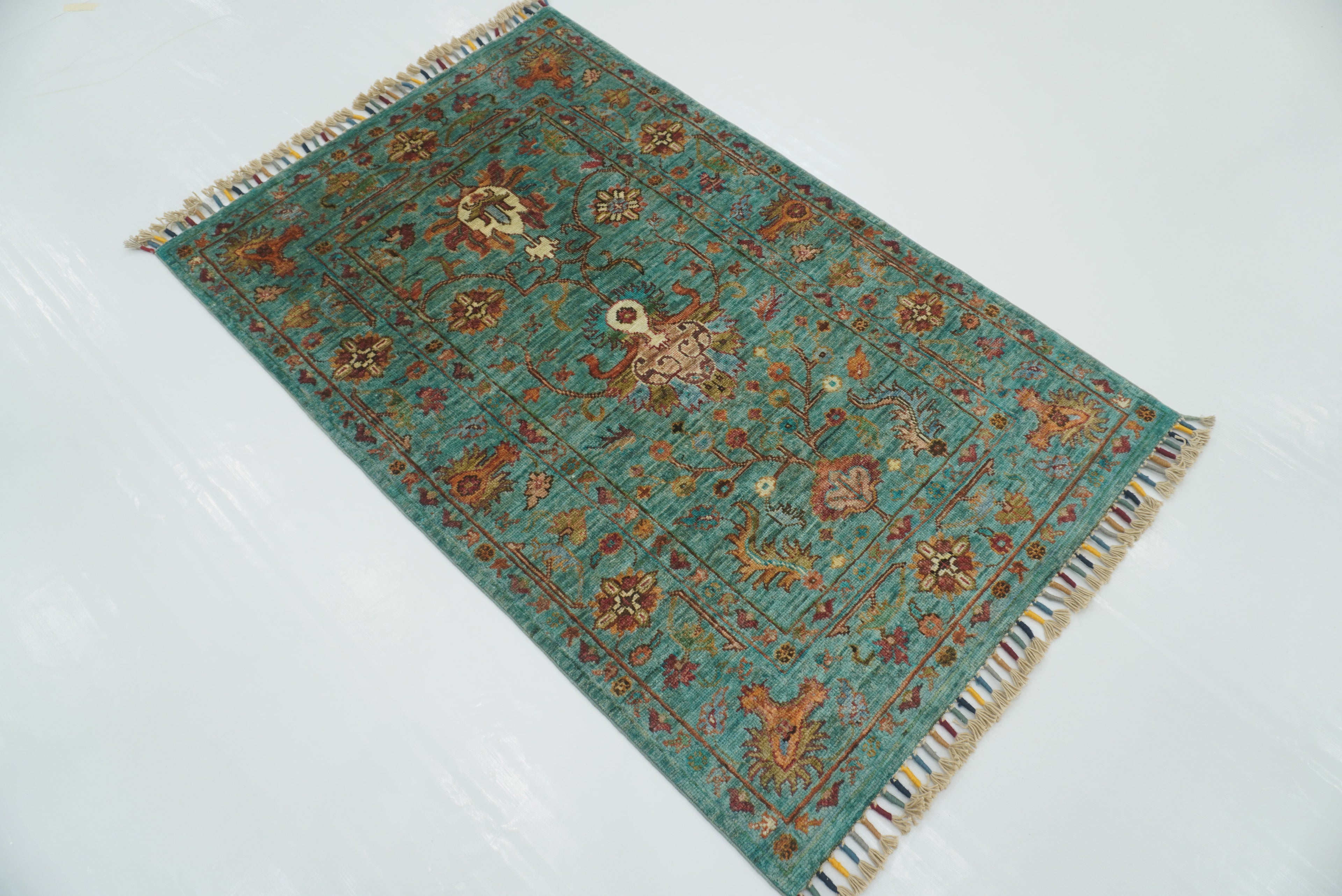 3x4 Turquoise Blue Waziri Afghan Hand knotted Oriental rug - Yildiz Rugs