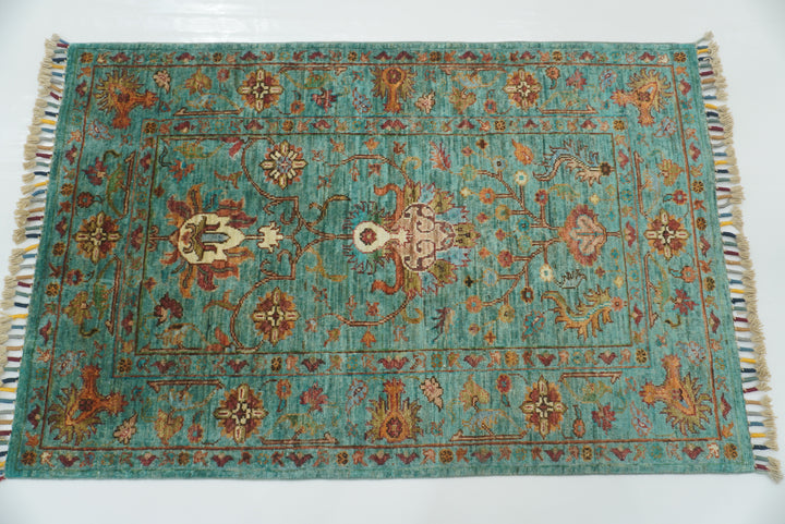3x4 Turquoise Blue Waziri Afghan Hand knotted Oriental rug - Yildiz Rugs
