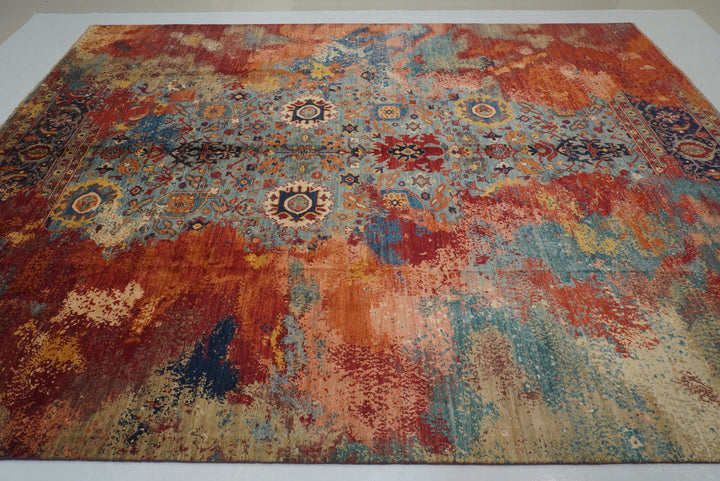 9x12 Blue Modern Bidjar Afghan Hand knotted Oriental Rug