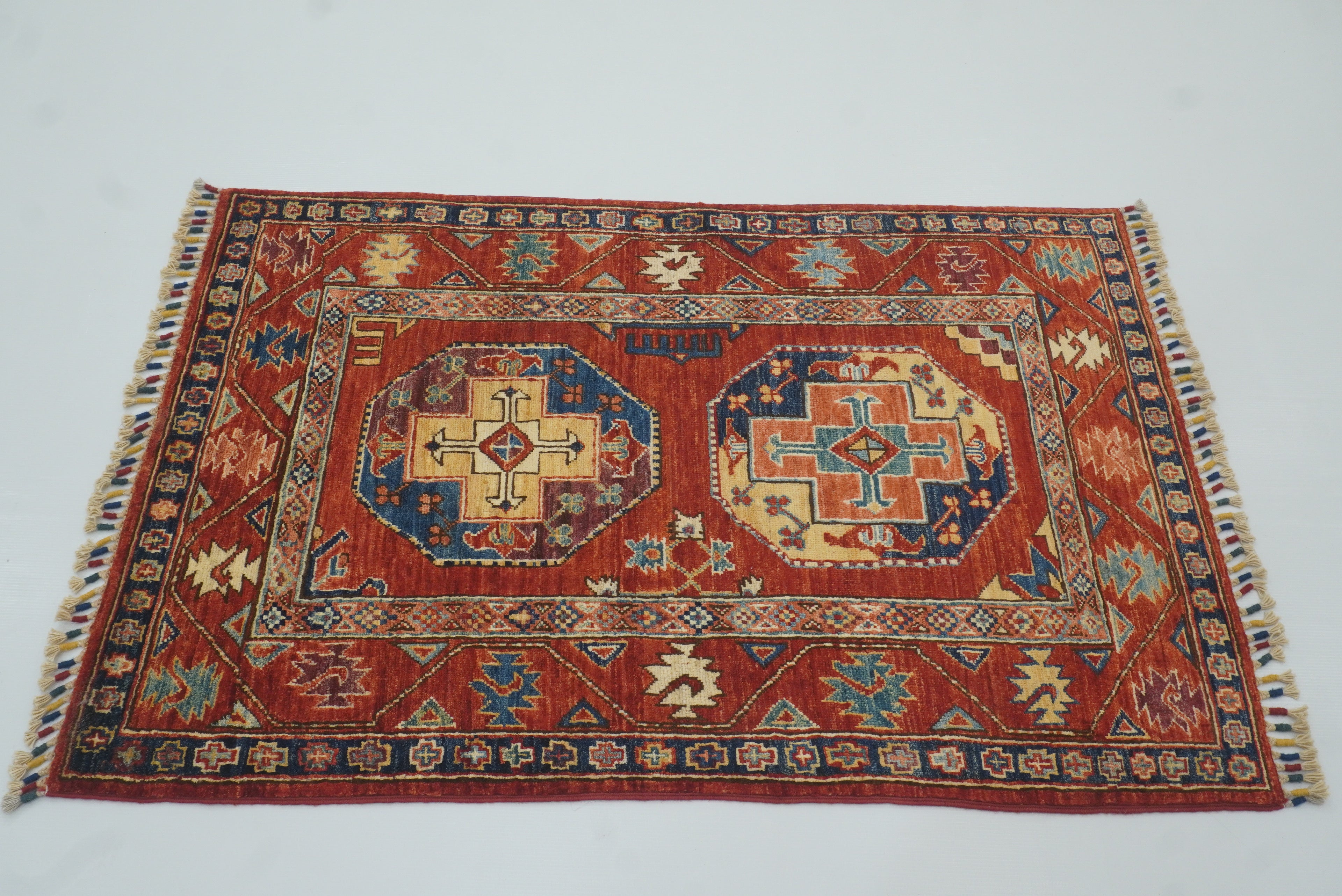 3x4 Red Ersari Hand Knotted Afghan Oriental Rug - Yildiz Rugs
