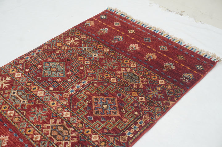 13 Ft Red Khorjin Afghan hand knotted Oriental Runner Rug