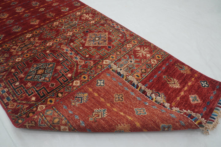 13 Ft Red Khorjin Afghan hand knotted Oriental Runner Rug