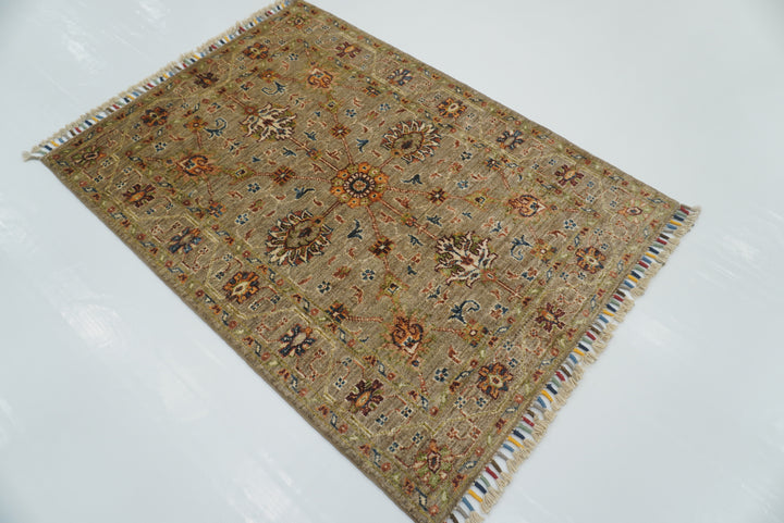 3x4 Brown Waziri Afghan Hand knotted Oriental Rug - Yildiz Rugs