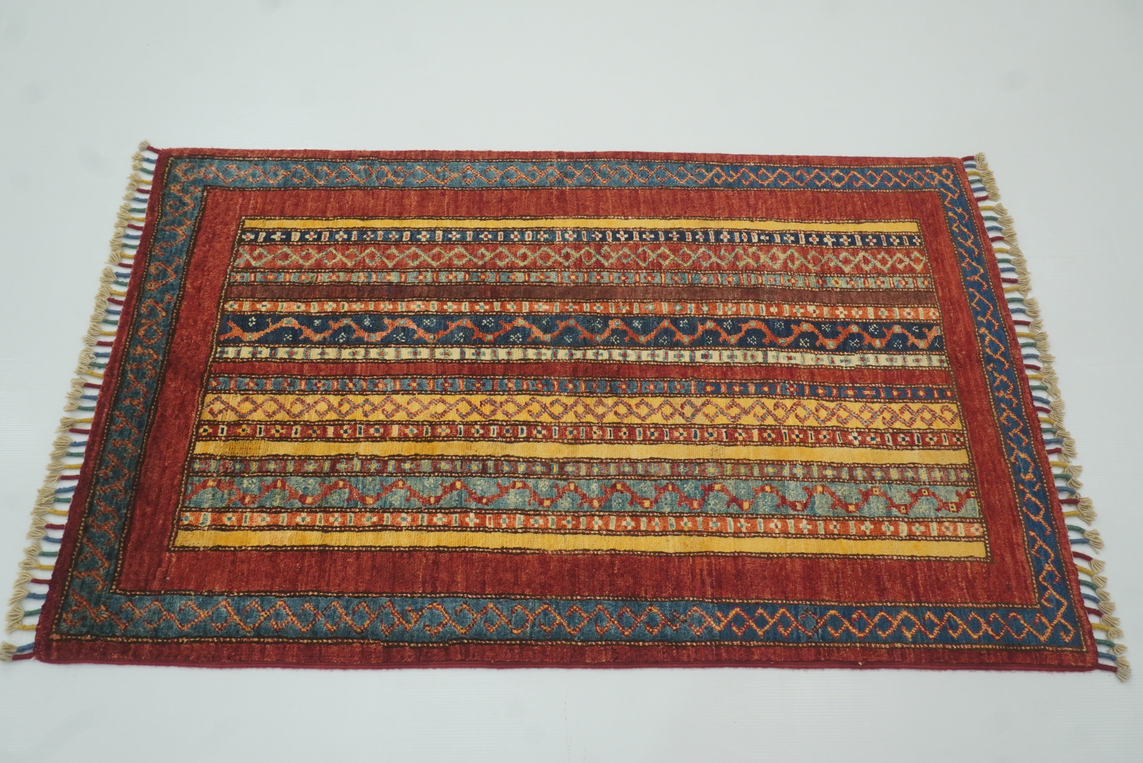 3x4 Red Turkish Style Hand knotted Wool Rug - Yildiz Rugs