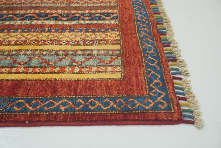 3x4 Red Turkish Style Hand knotted Wool Rug - Yildiz Rugs