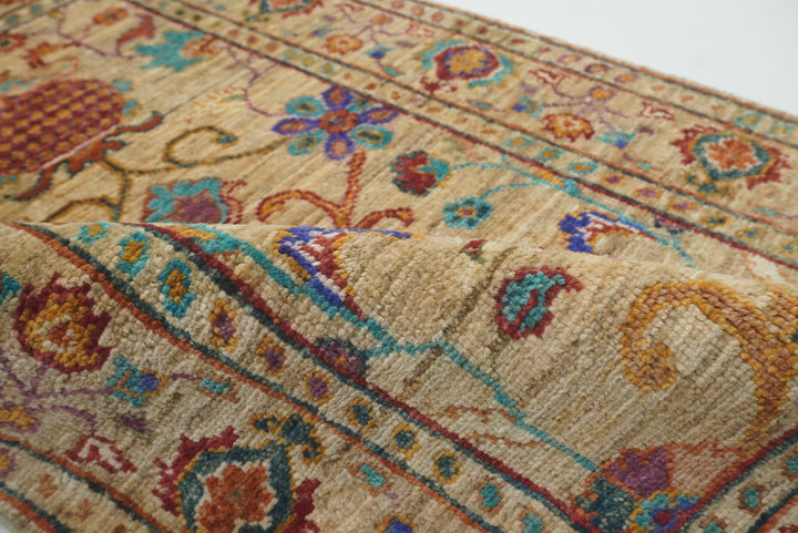 2x3 Beige Afghan Waziri Floral Hand Knotted Wool Rug - Yildiz Rugs