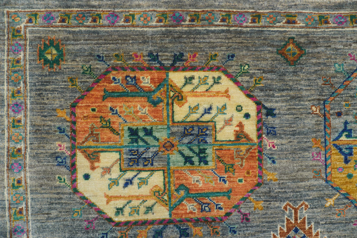 4x6 Gray Ersari Afghan Hand-Knotted Wool Oriental Rug - Yildiz Rugs