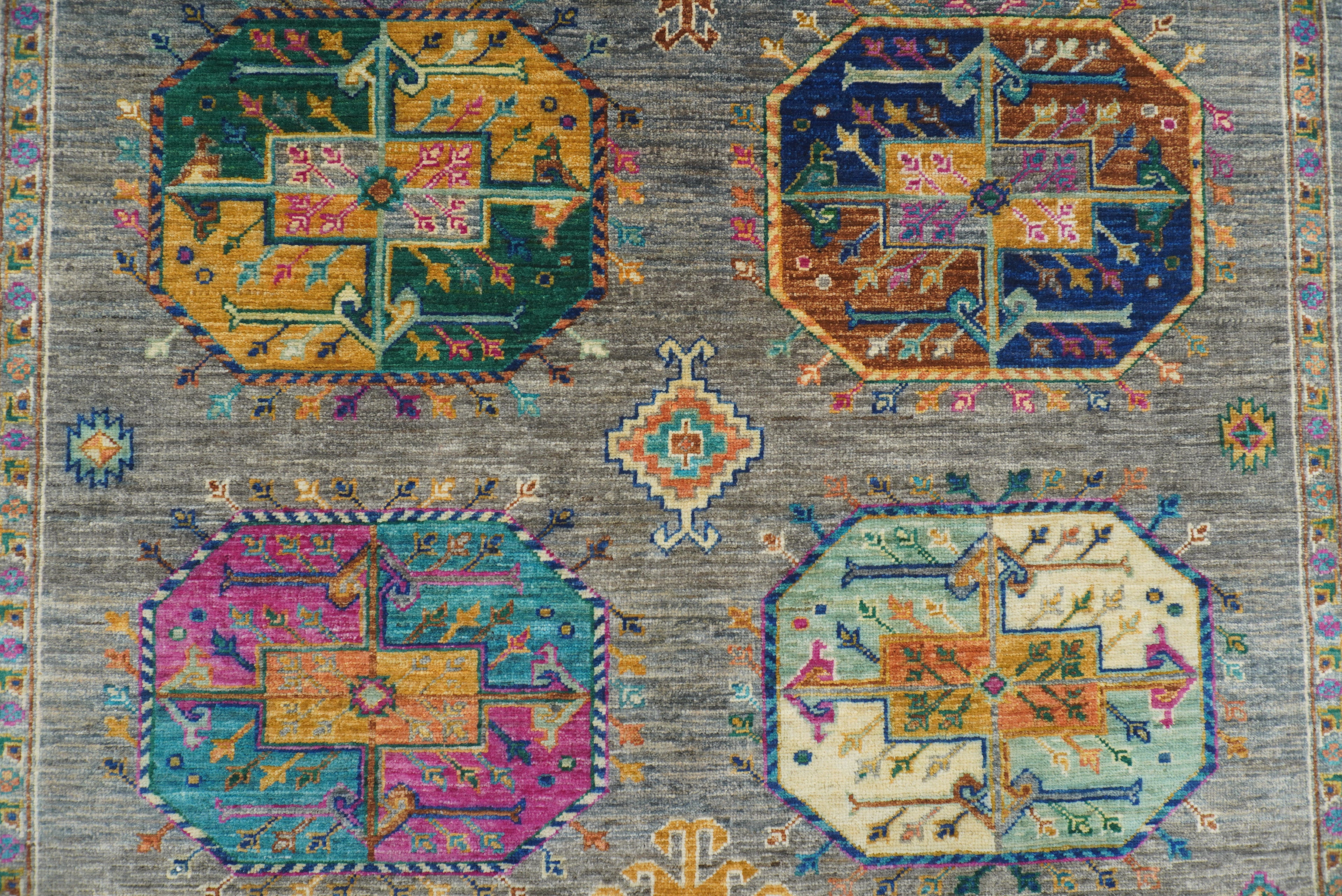 4x6 Gray Ersari Afghan Hand-Knotted Wool Oriental Rug - Yildiz Rugs
