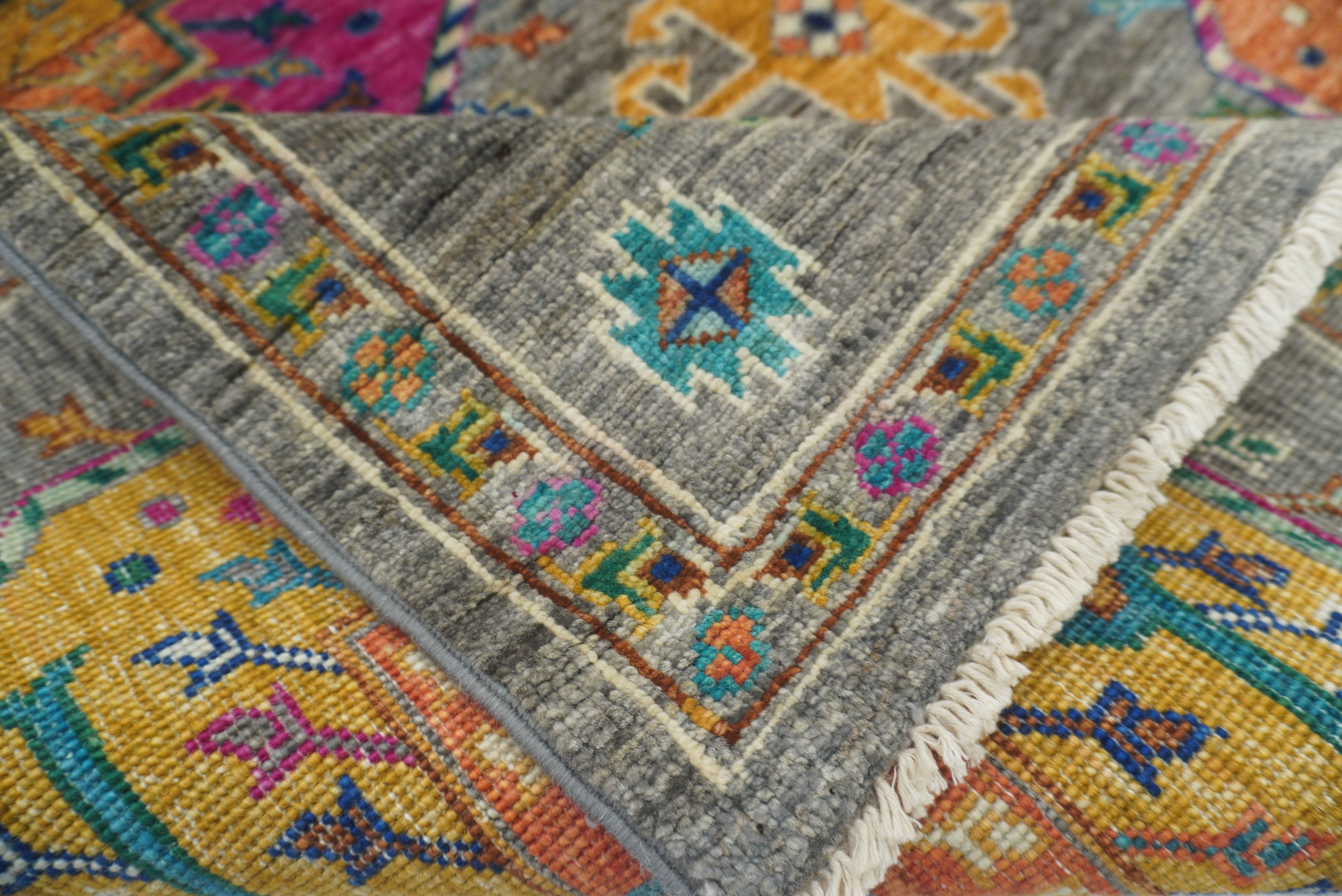 4x6 Gray Ersari Afghan Hand-Knotted Wool Oriental Rug - Yildiz Rugs