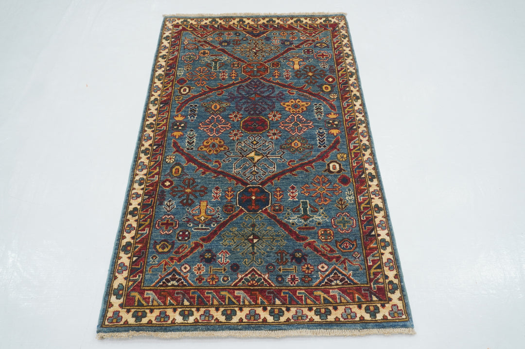 3x5 Blue Bidjar Afghan Hand knotted Oriental Rug - Yildiz Rugs