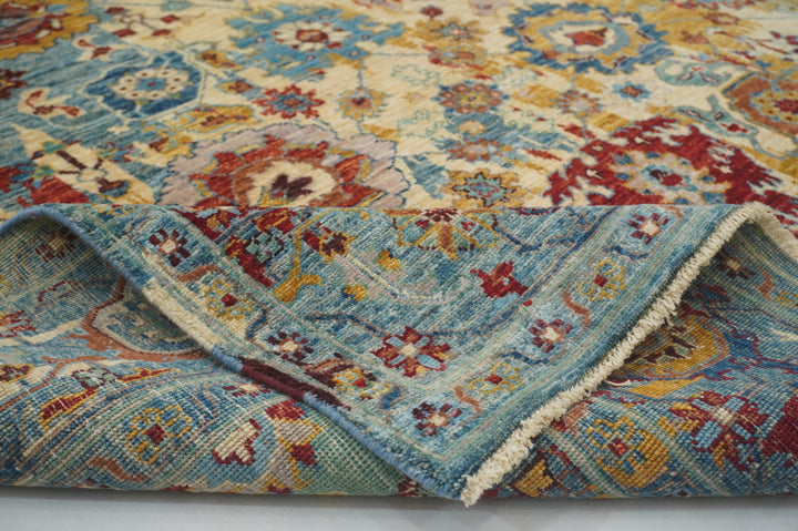 6x9 Beige Blue Modern Bidjar Afghan Hand knotted Oriental Rug - Yildiz Rugs