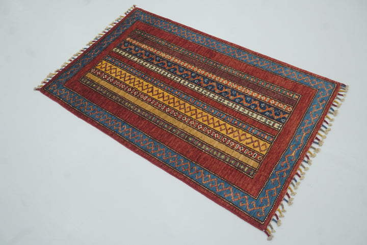 3x4 Red Turkish Style Hand knotted Wool Rug - Yildiz Rugs