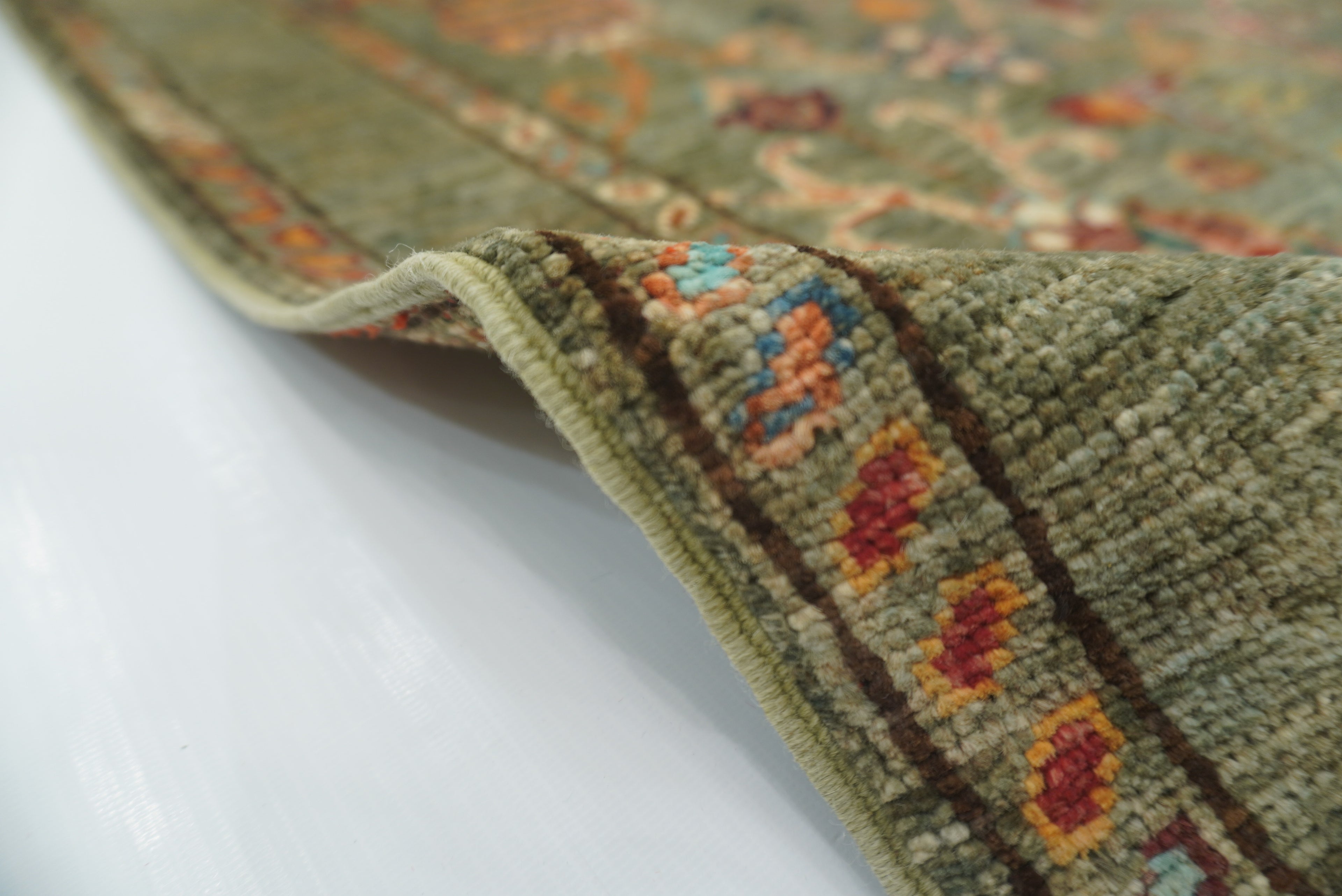 2x3 Green Afghan Waziri Floral Hand Knotted Rug - Yildiz Rugs