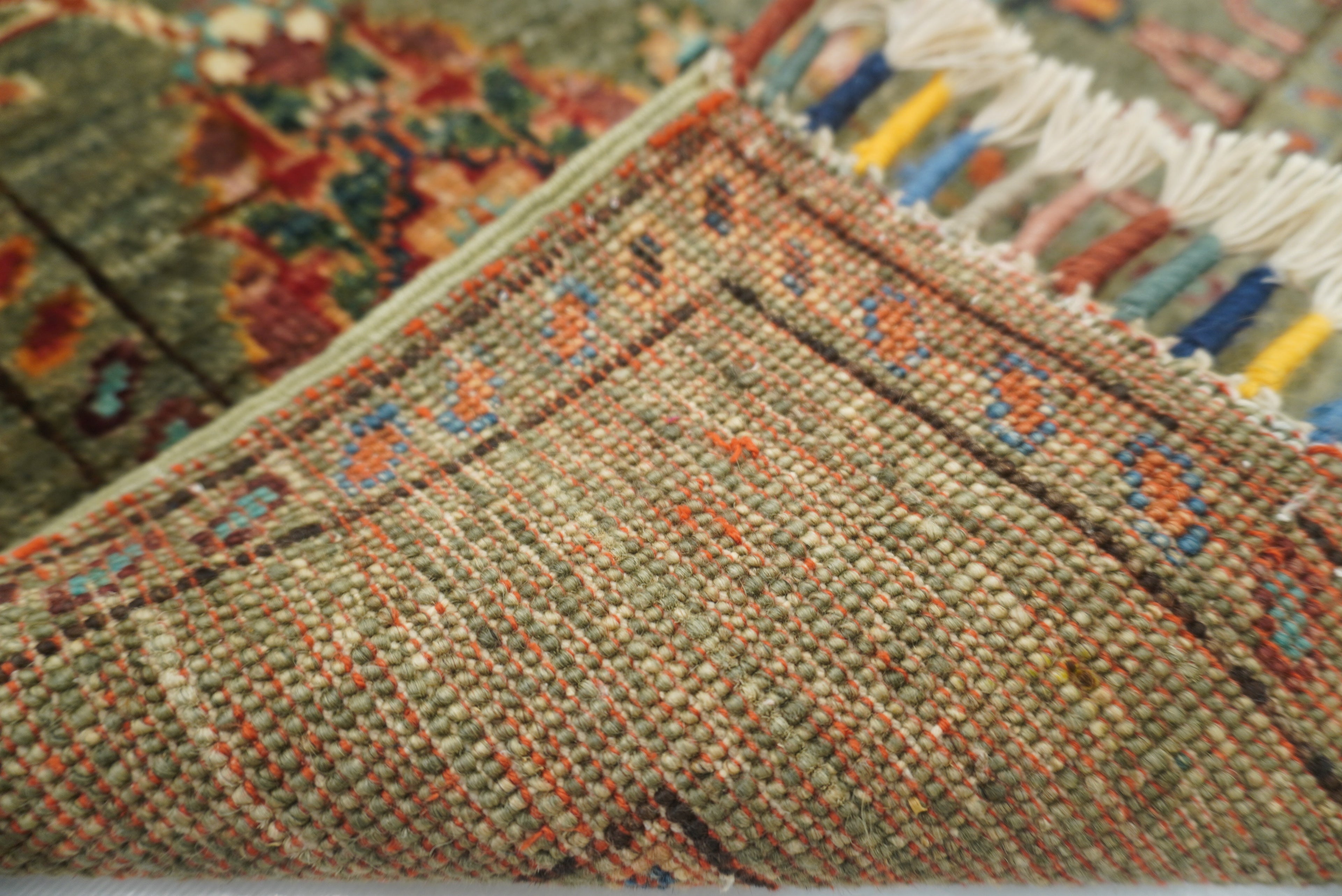 2x3 Green Afghan Waziri Floral Hand Knotted Rug - Yildiz Rugs