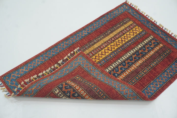 3x4 Red Turkish Style Hand knotted Wool Rug - Yildiz Rugs