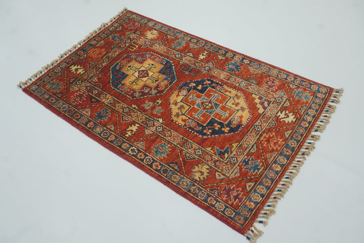 3x4 Red Ersari Hand Knotted Afghan Oriental Rug - Yildiz Rugs