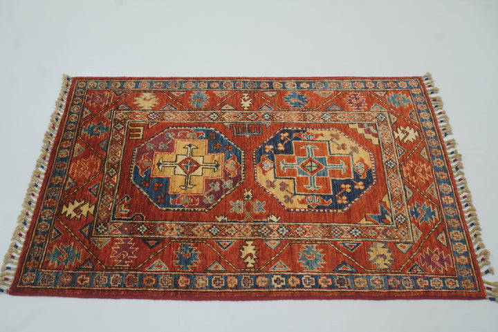 3x4 Red Ersari Hand Knotted Afghan Oriental Rug - Yildiz Rugs