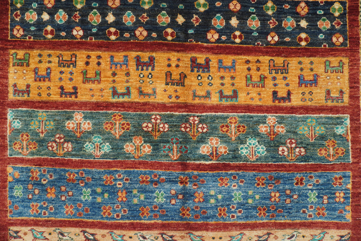 5x7 Red Gabbeh Afghan Hand Knotted Wool Animal Rug - Yildiz Rugs