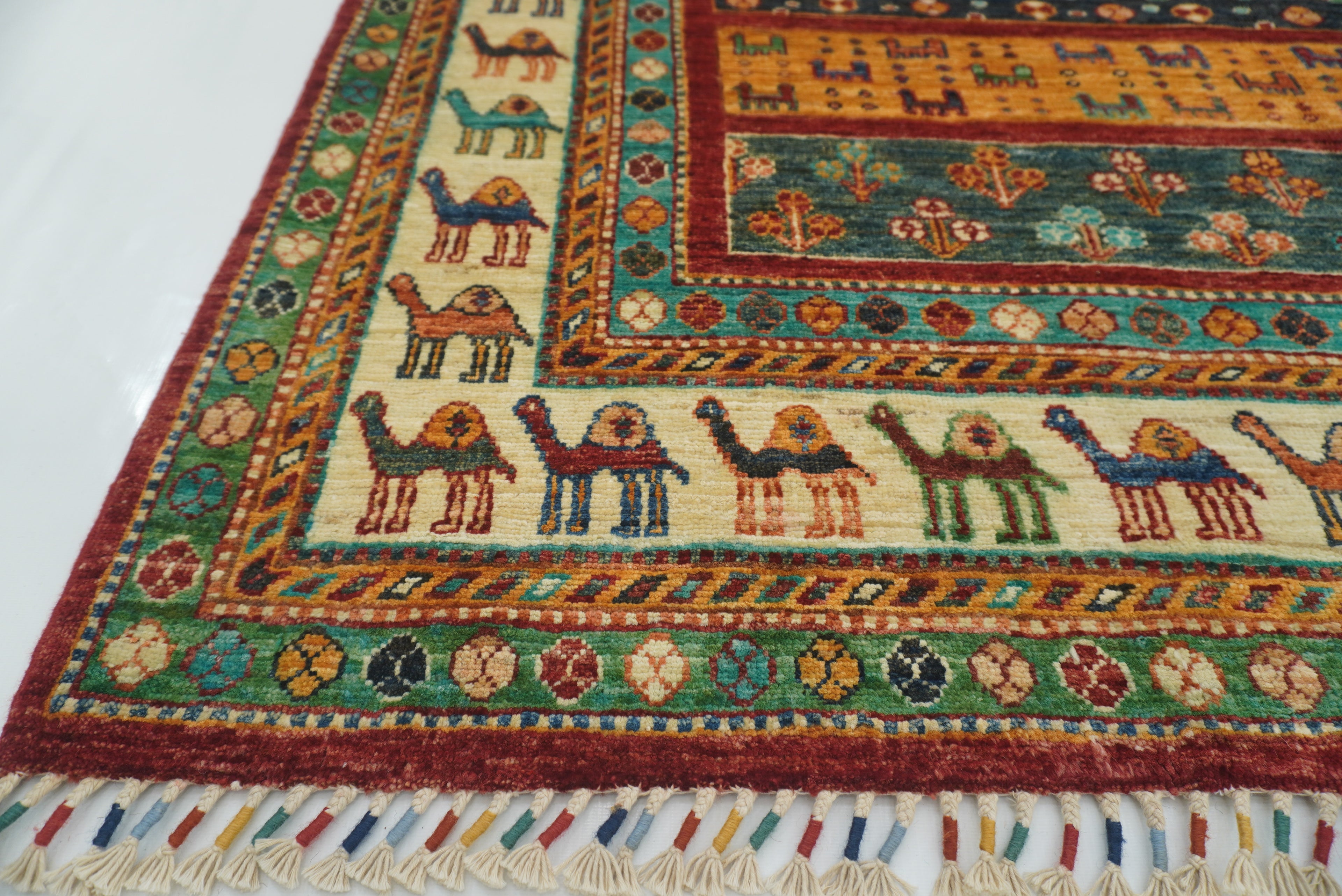 5x7 Red Gabbeh Afghan Hand Knotted Wool Animal Rug - Yildiz Rugs