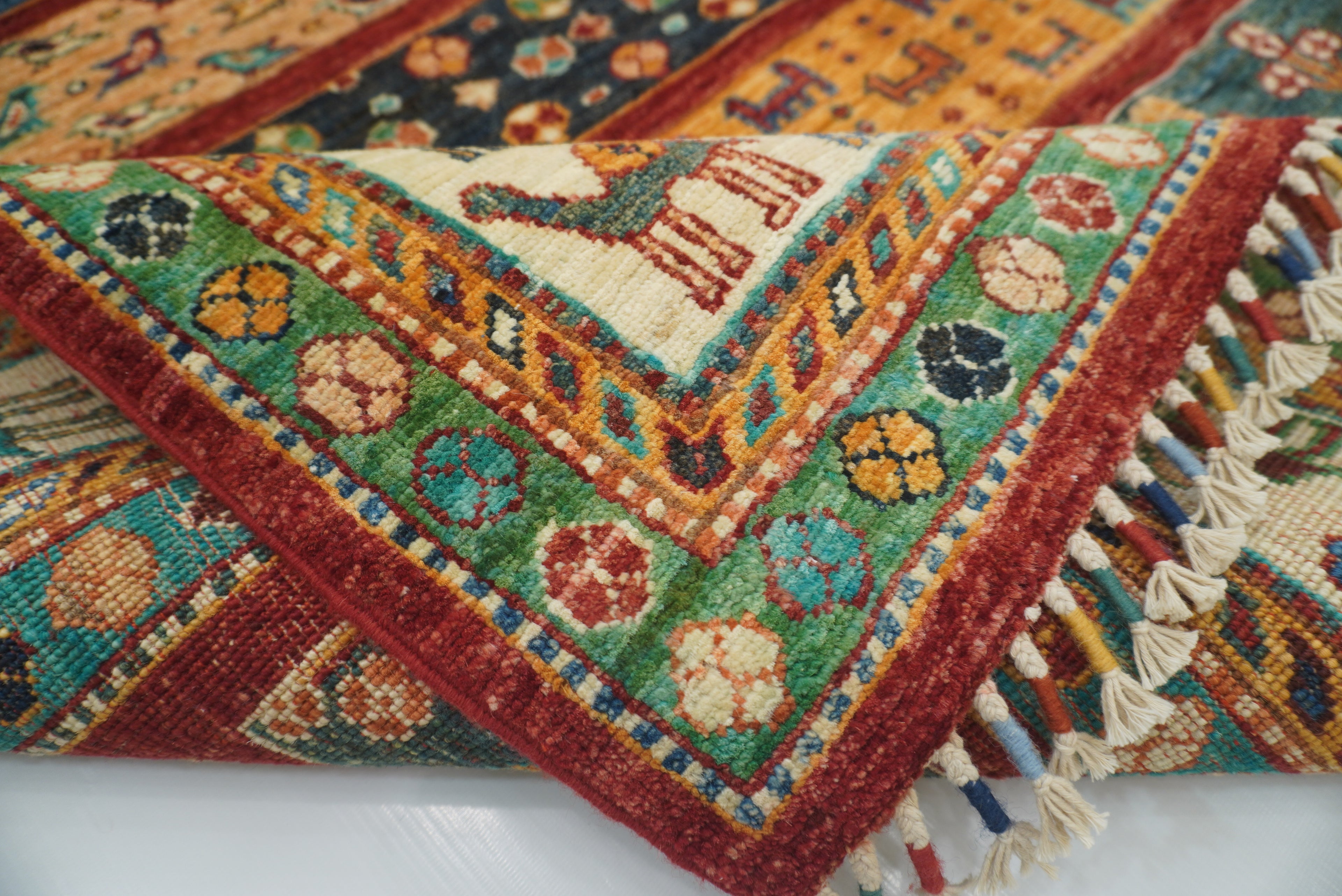 5x7 Red Gabbeh Afghan Hand Knotted Wool Animal Rug - Yildiz Rugs