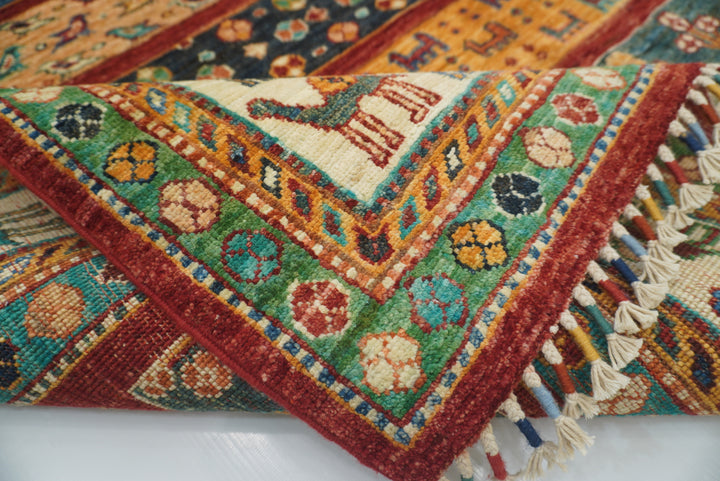 5x7 Red Gabbeh Afghan Hand Knotted Wool Animal Rug - Yildiz Rugs