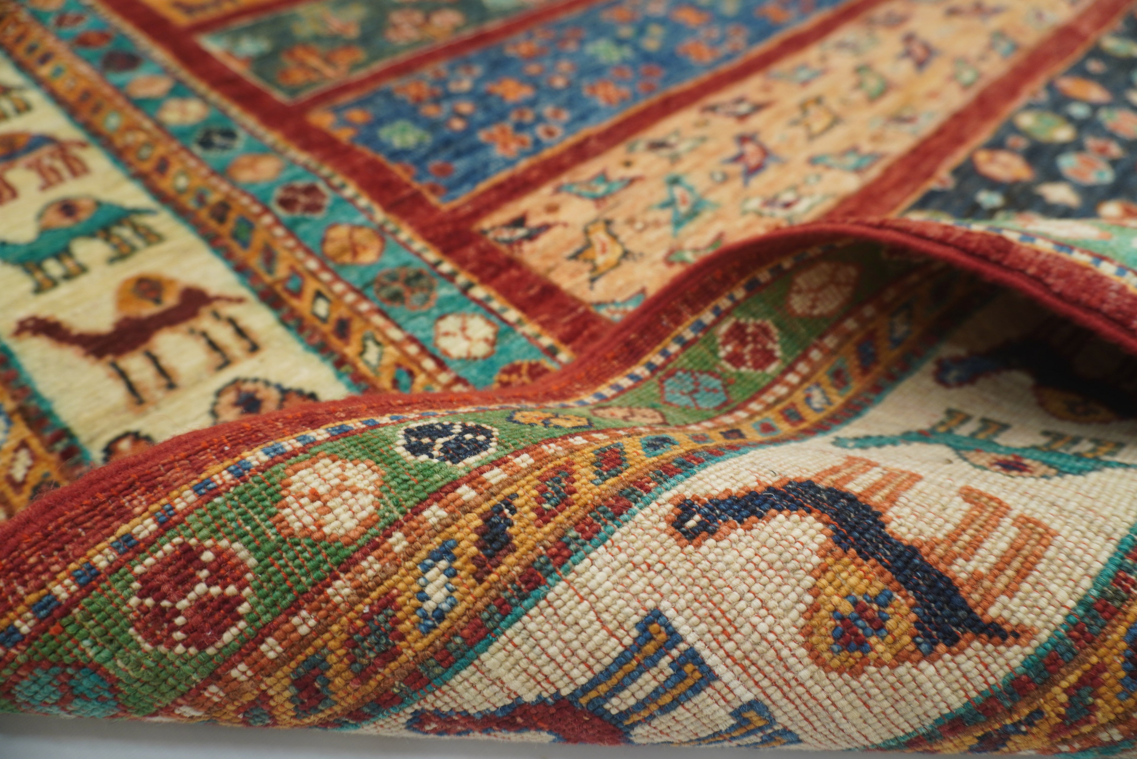 5x7 Red Gabbeh Afghan Hand Knotted Wool Animal Rug - Yildiz Rugs