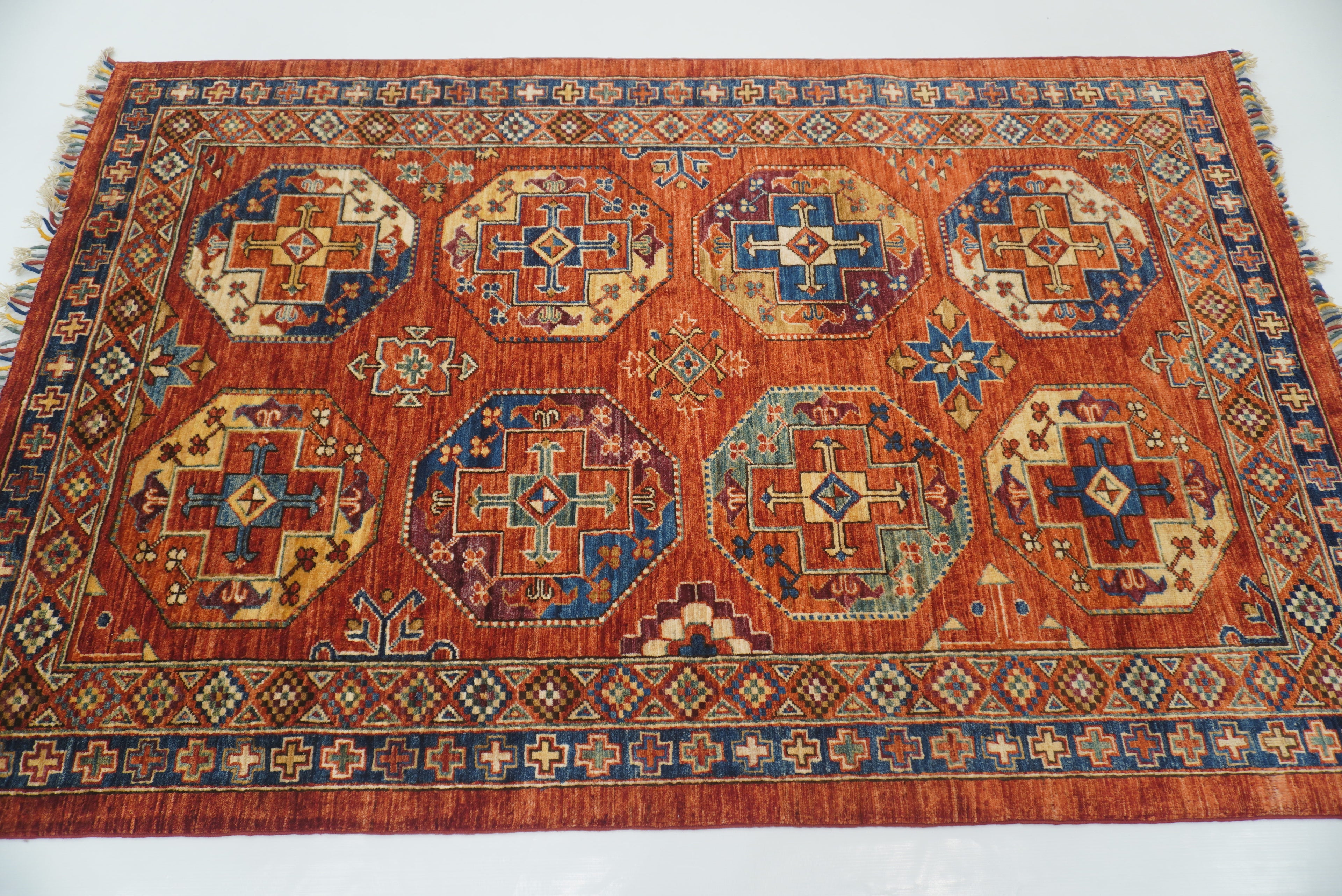 4x6 Red Ersari Afghan Hand-Knotted Rug - Yildiz Rugs