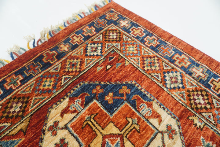 4x6 Red Ersari Afghan Hand-Knotted Rug - Yildiz Rugs