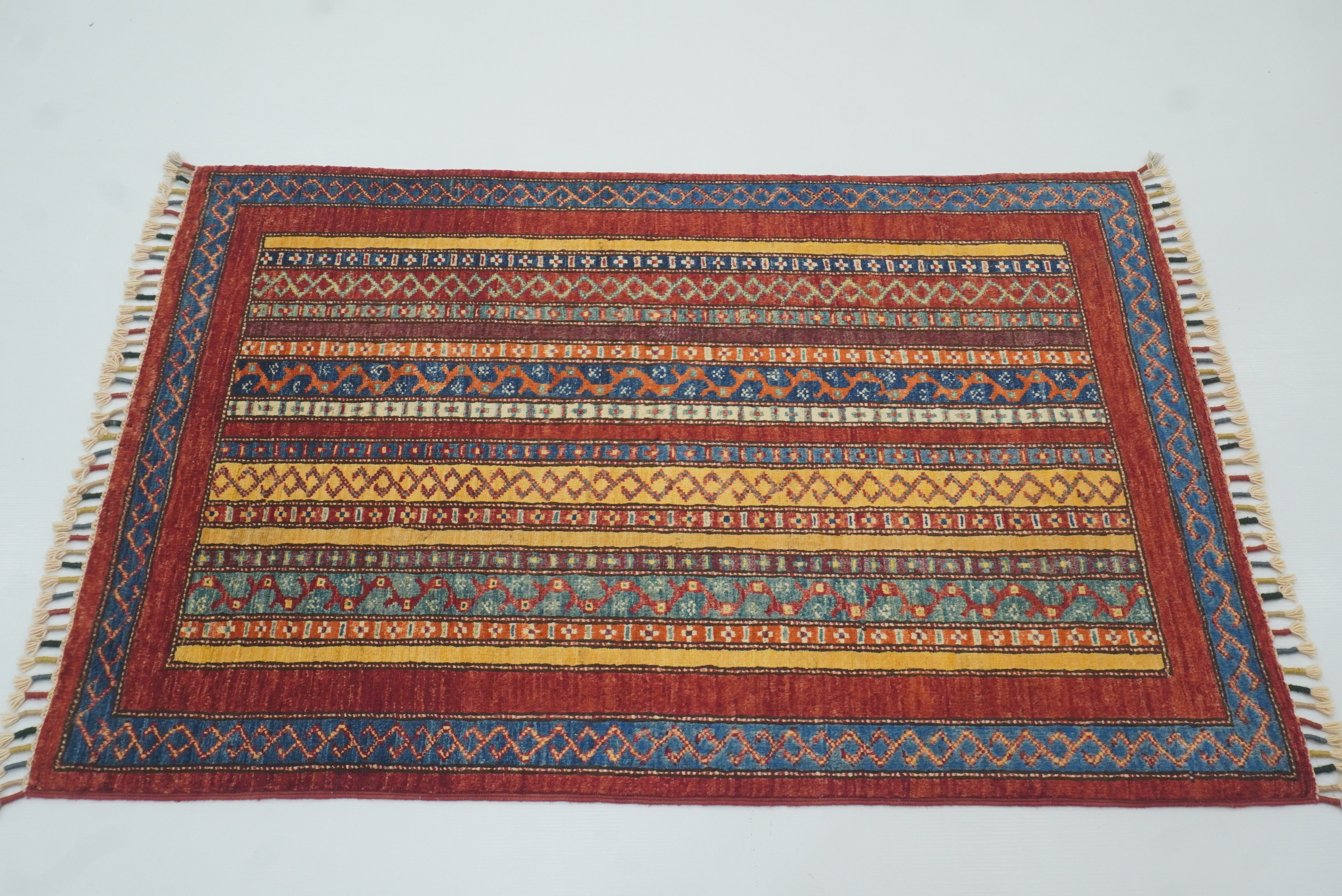 3x4 Red Turkish Style Hand knotted Wool Rug - Yildiz Rugs