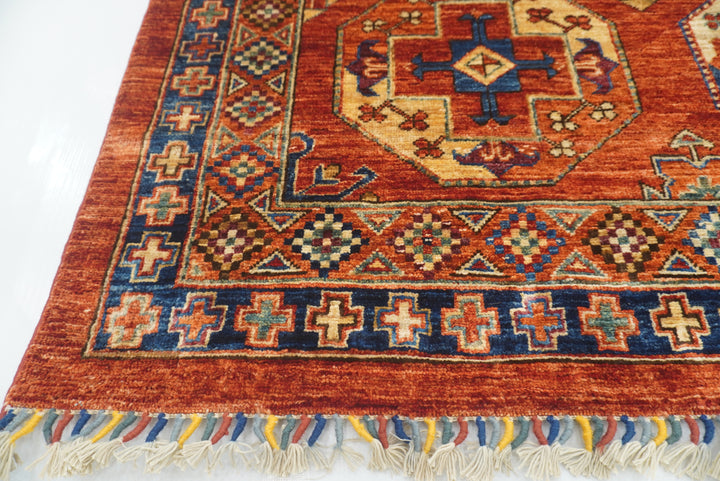 4x6 Red Ersari Afghan Hand-Knotted Rug - Yildiz Rugs