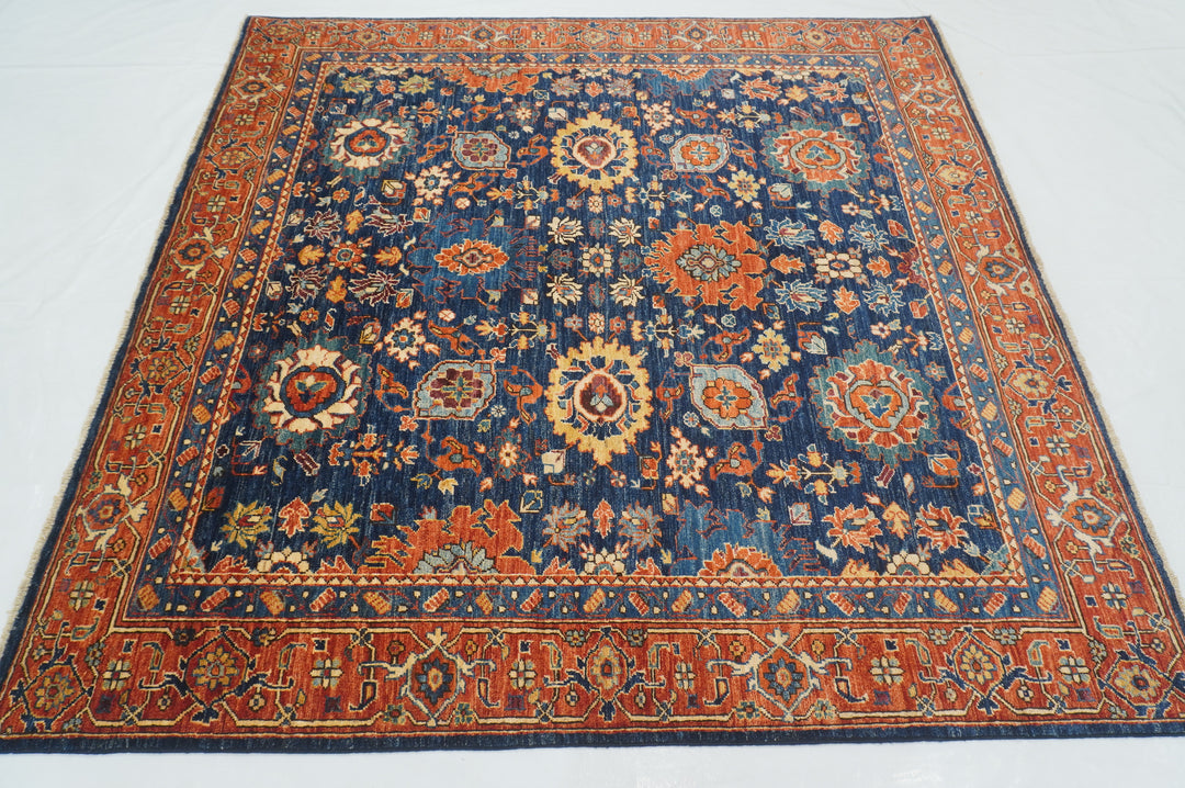 6x6 Navy Blue Bidjar Square Afghan Hand knotted Rug - Yildiz Rugs