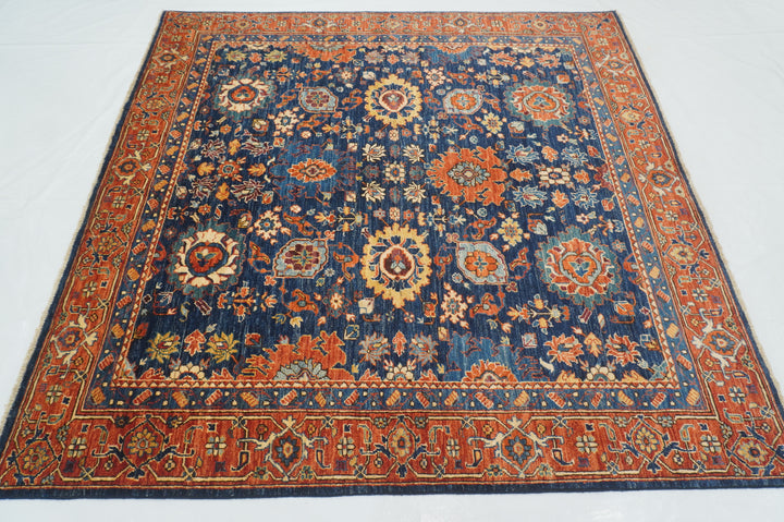 6x6 Navy Blue Bidjar Square Afghan Hand knotted Rug - Yildiz Rugs