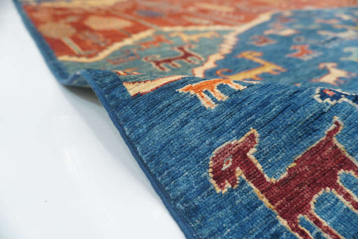 7x10 Red Blue Gabbeh Tree of Life Afghan Hand-Knotted Rug - Yildiz Rugs